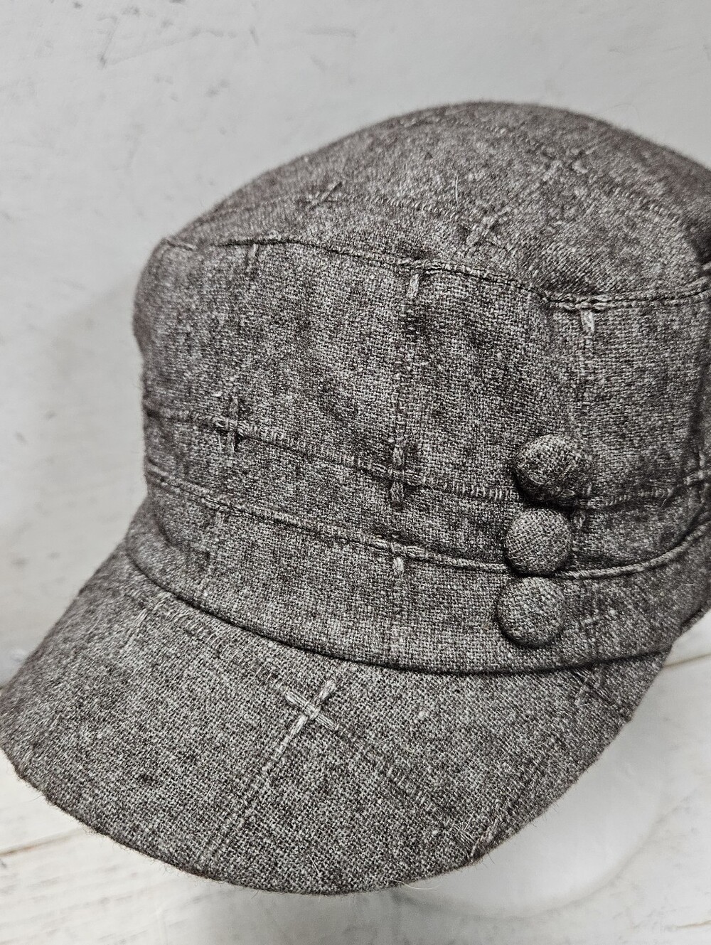 D&Y David & Young Vintage Y2K Wool Blend Cadet Hat One Size Grey